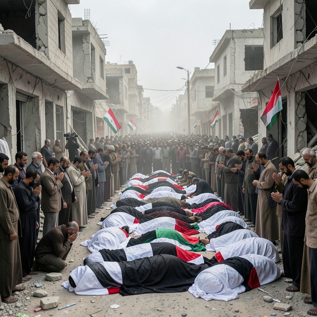 Gaza Funeral Held for 100 Palestinians Recovered from Zeitoun Rubble
