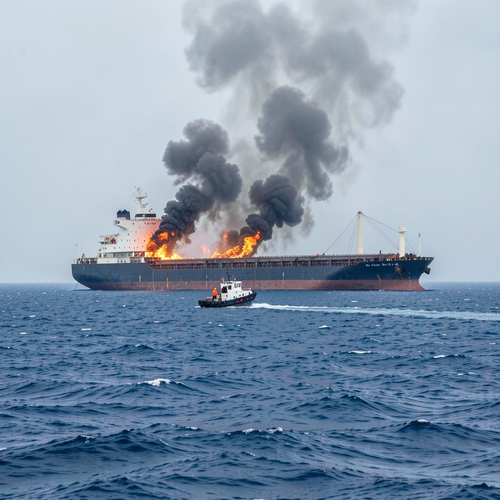 Houthi Missile Attack Kills Six on Cargo Ship in Bab al-Mandeb Strait
